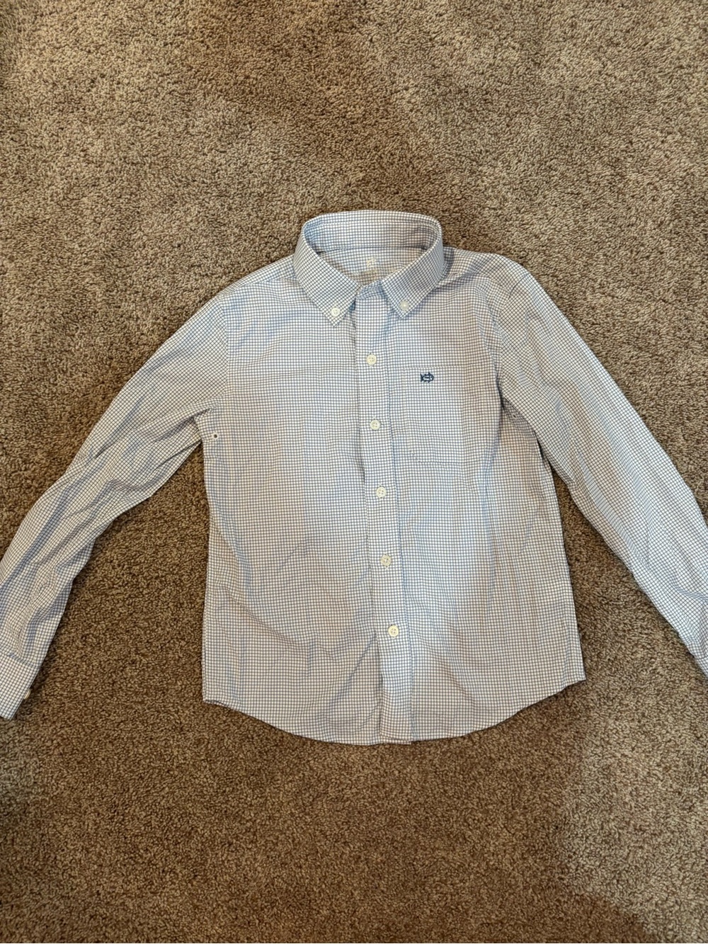 Southern Tide Blue and White Gingham Button-Down Shirt for Kids